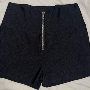 iHeartRaves High Waisted Zip Up Stretch Shorts